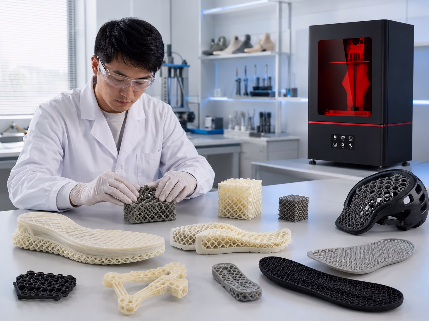 柔性晶格鞋底与弹性结构件3D打印